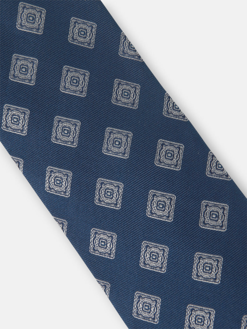 Cravate motif carreau bleu marine