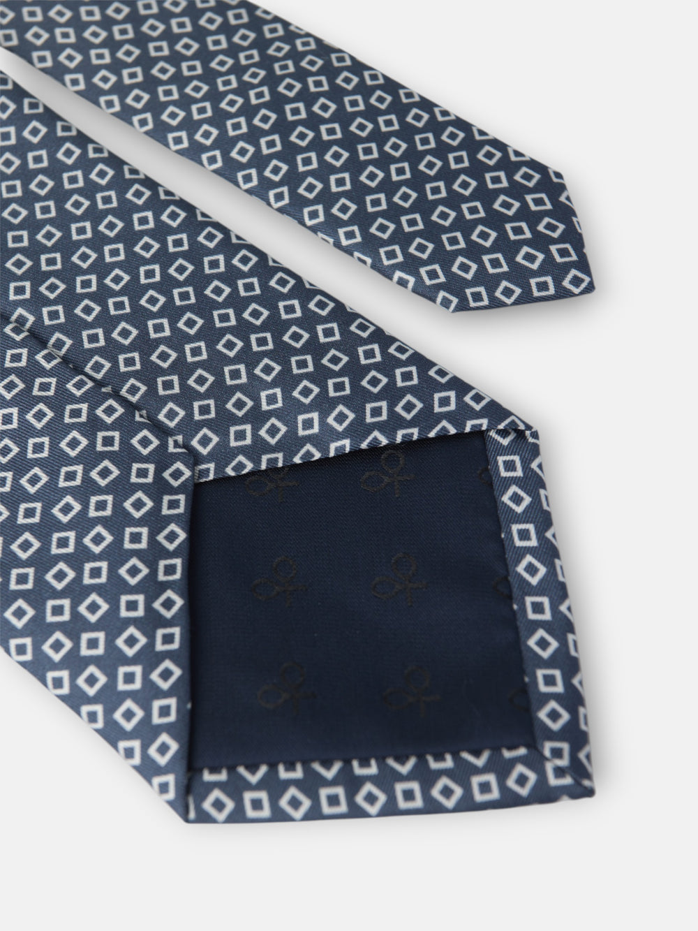Corbata estampado cuadros irregular azul marino