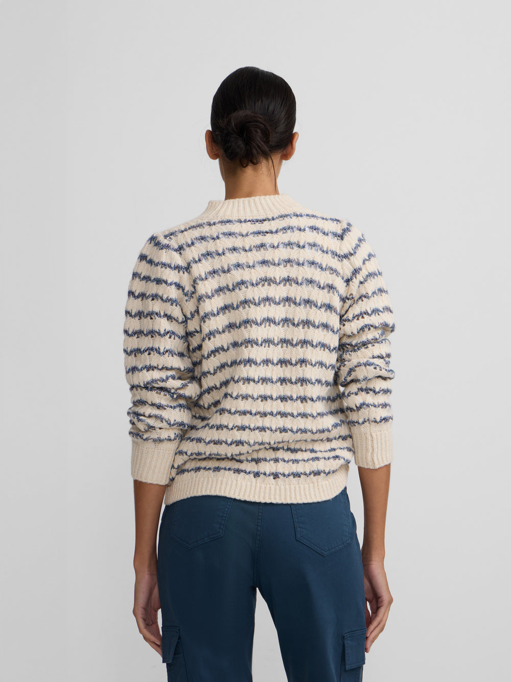 Camisola às riscas azul e branco com lurex