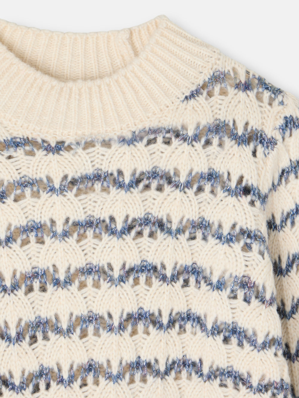 Camisola às riscas azul e branco com lurex