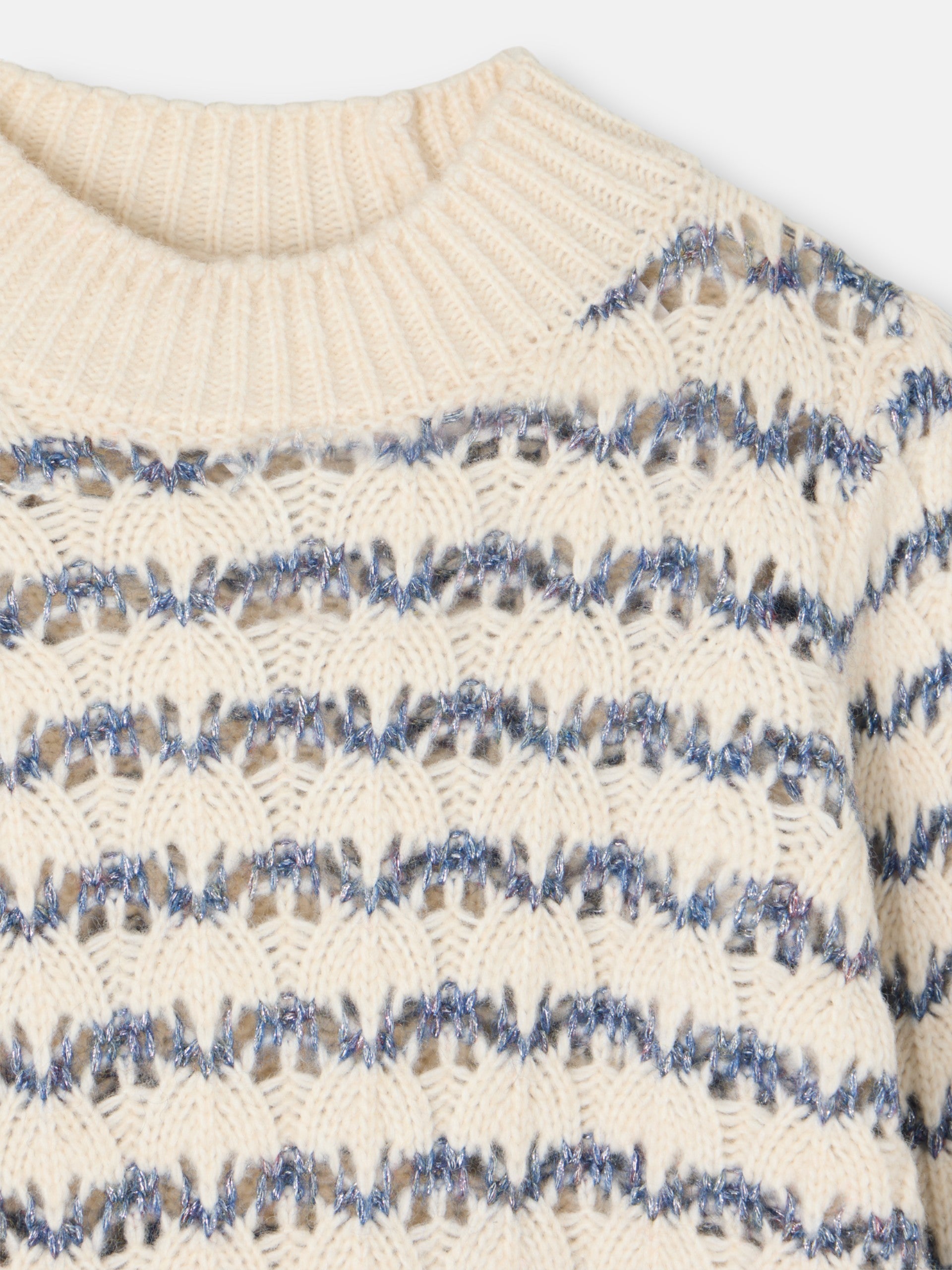 Camisola às riscas azul e branco com lurex