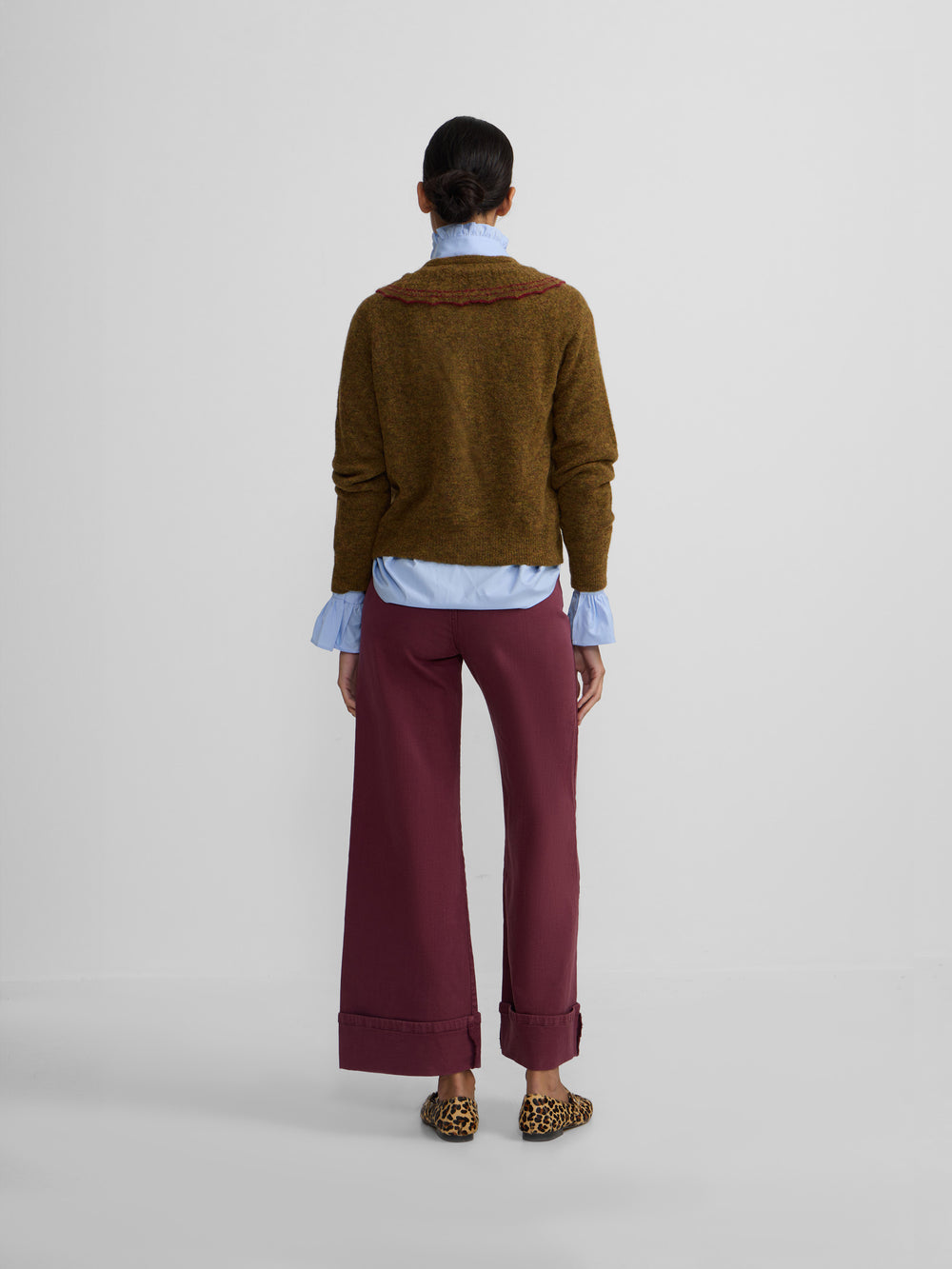 Cardigan cuello bobo contraste verde