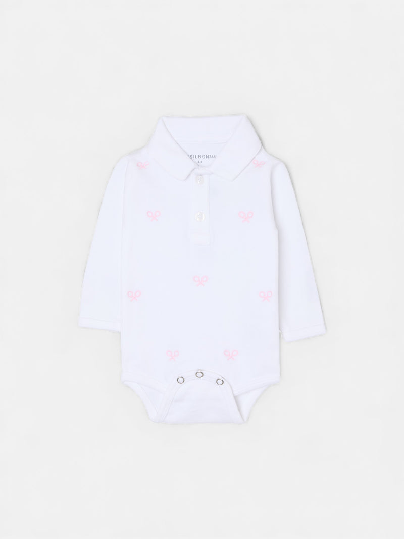Body baby manga larga multiraqueta rosa