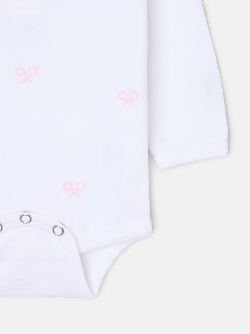 Body baby manga larga multiraqueta rosa