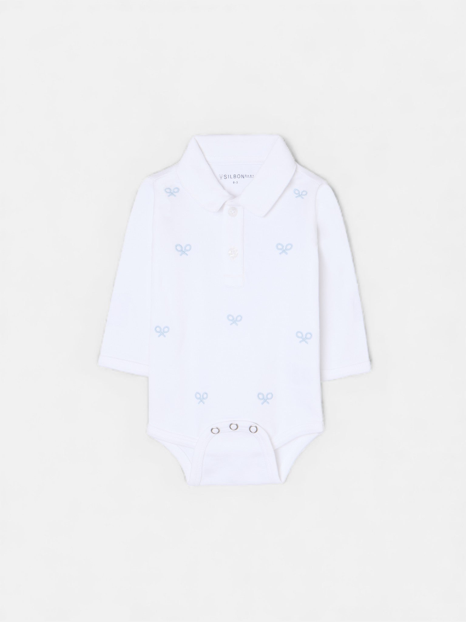 Body de bebé de manga comprida multiraquete azul celeste