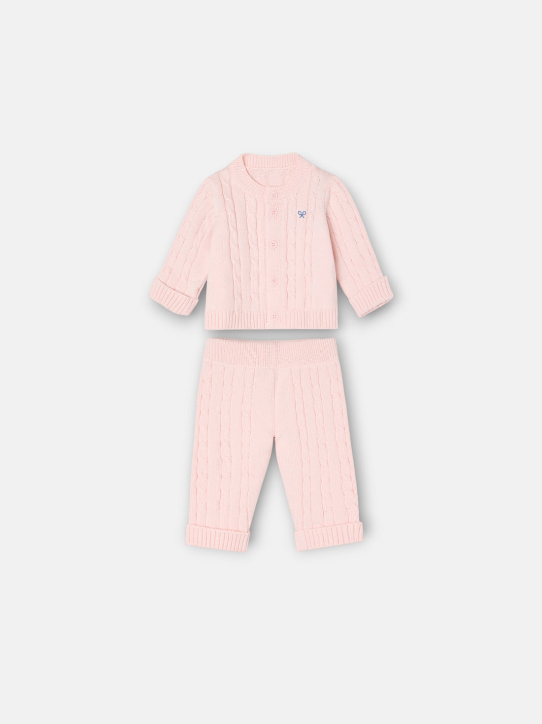 Silbon baby cable knit set pink