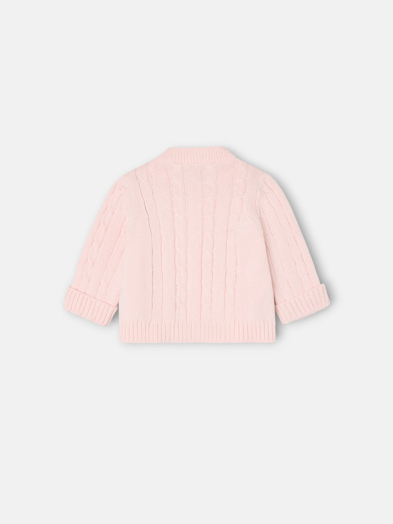 Silbon baby cable knit set pink