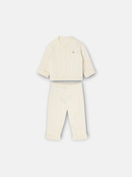 Medium beige baby Silbon cable knit set