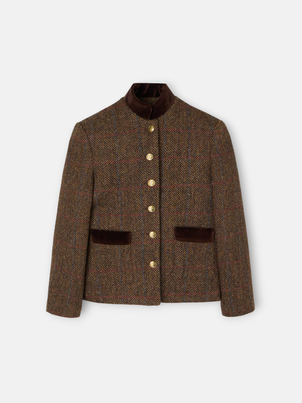 Americana girl cuello mao espiga marrones