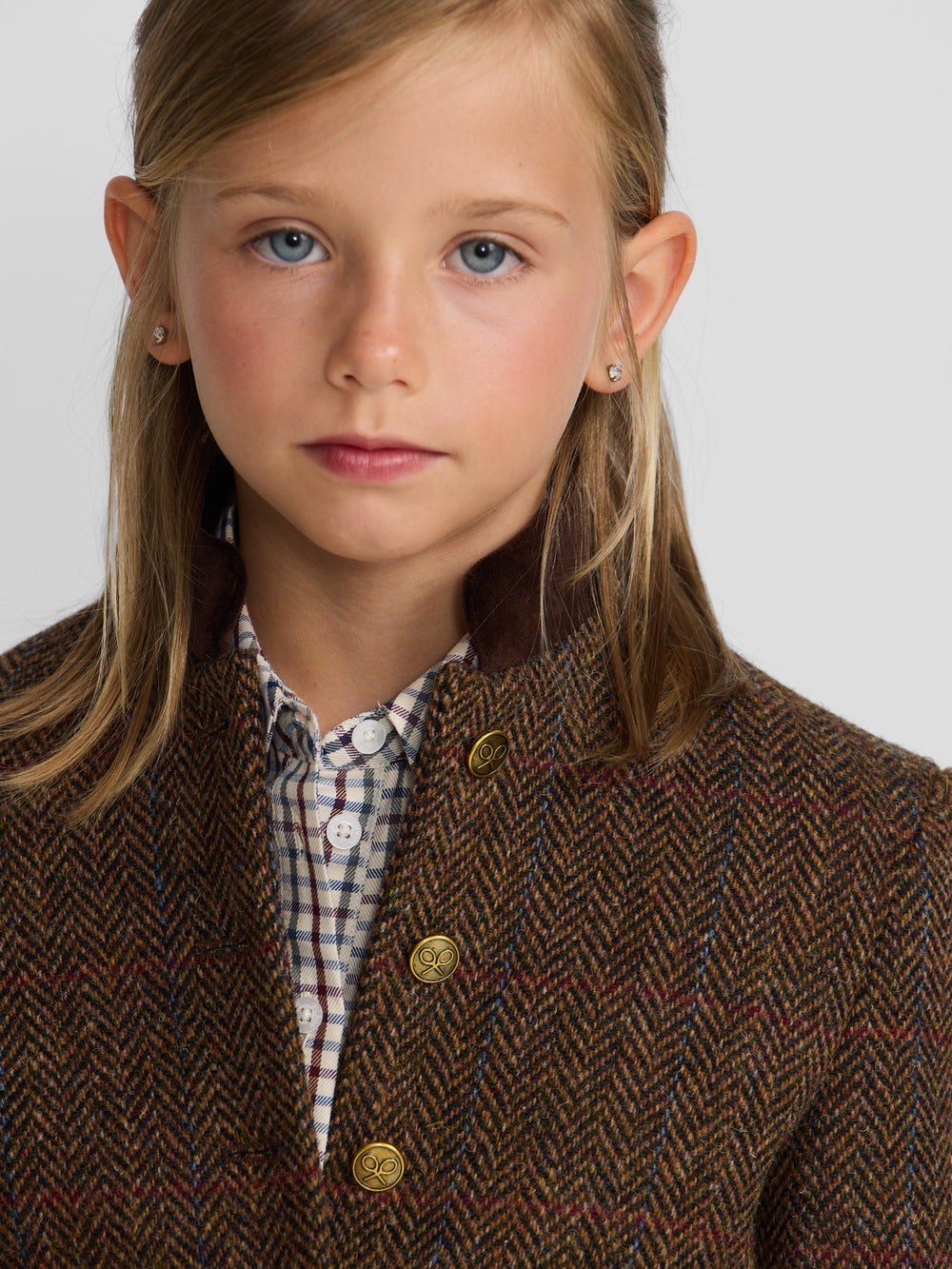 Americana girl cuello mao espiga marrones