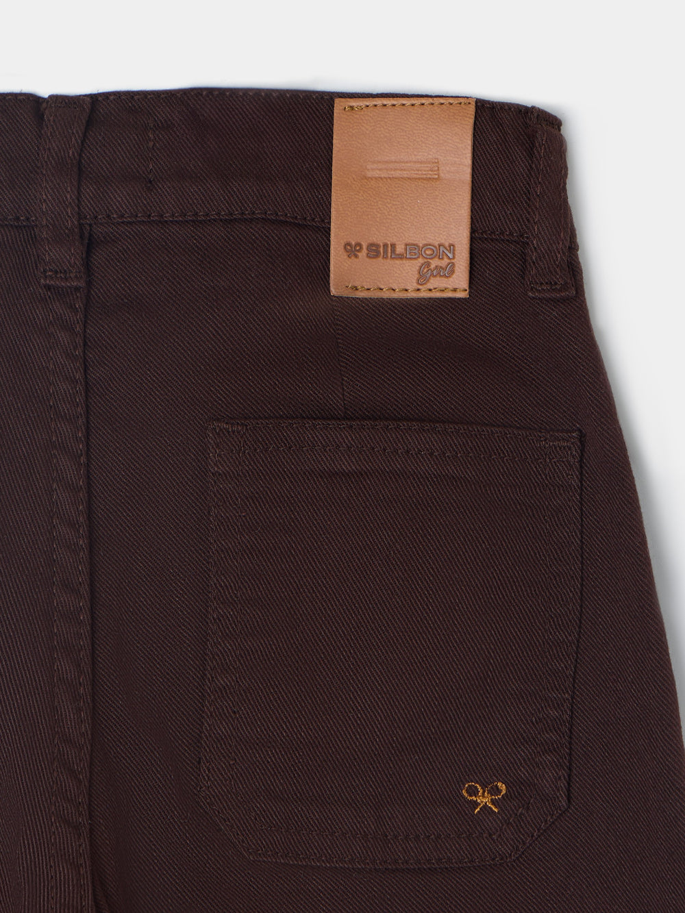 Pantalon girl bolsillos trenza marron