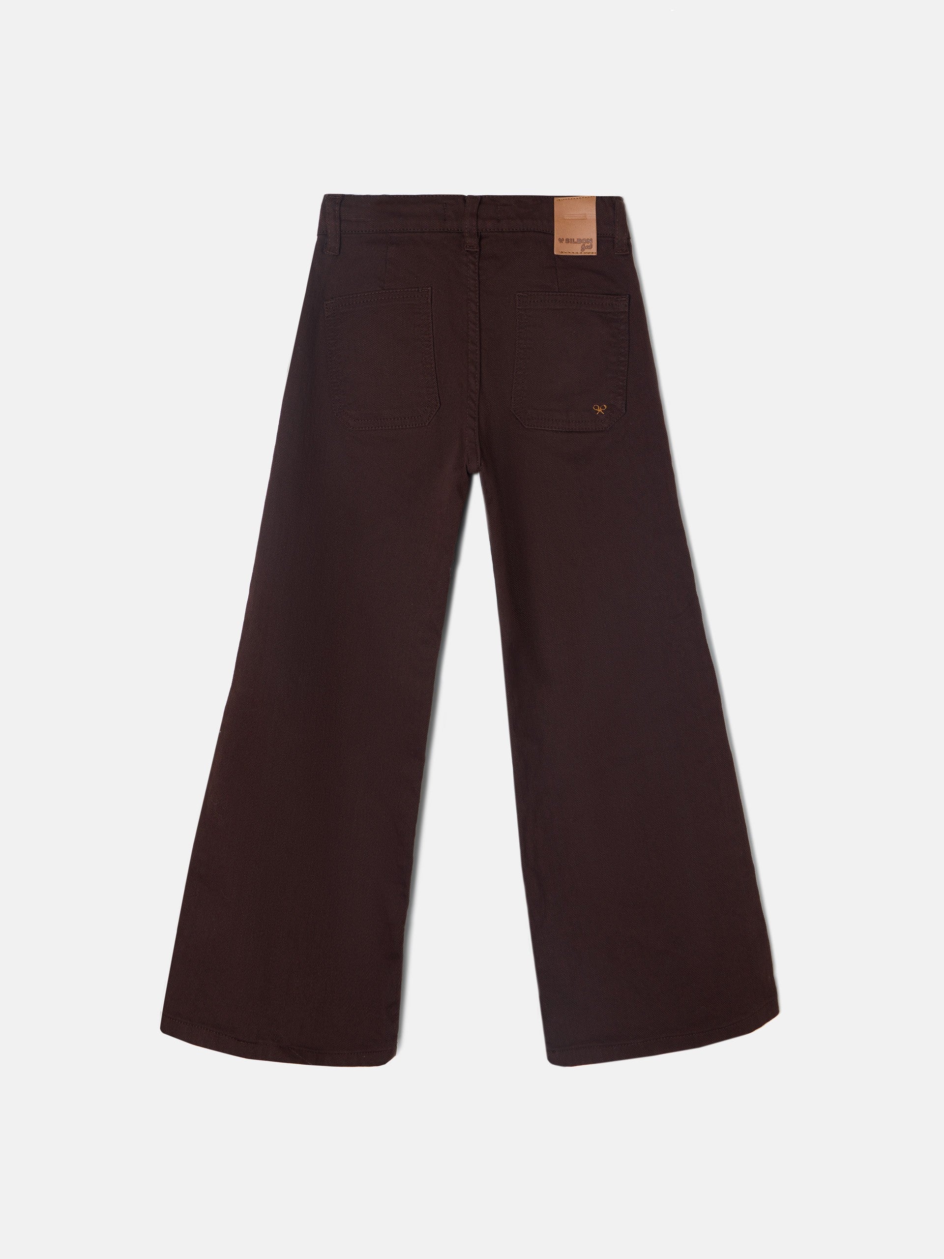 Pantalon girl bolsillos trenza marron