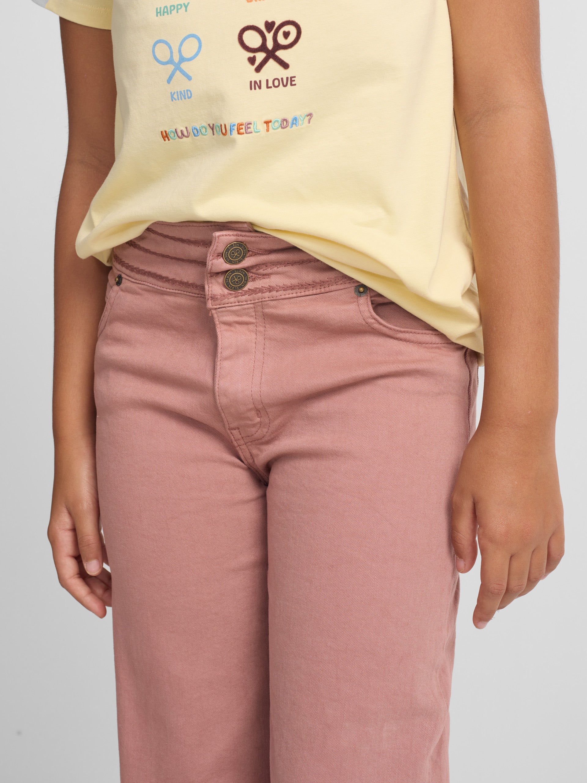 Pink embroidered girl pants