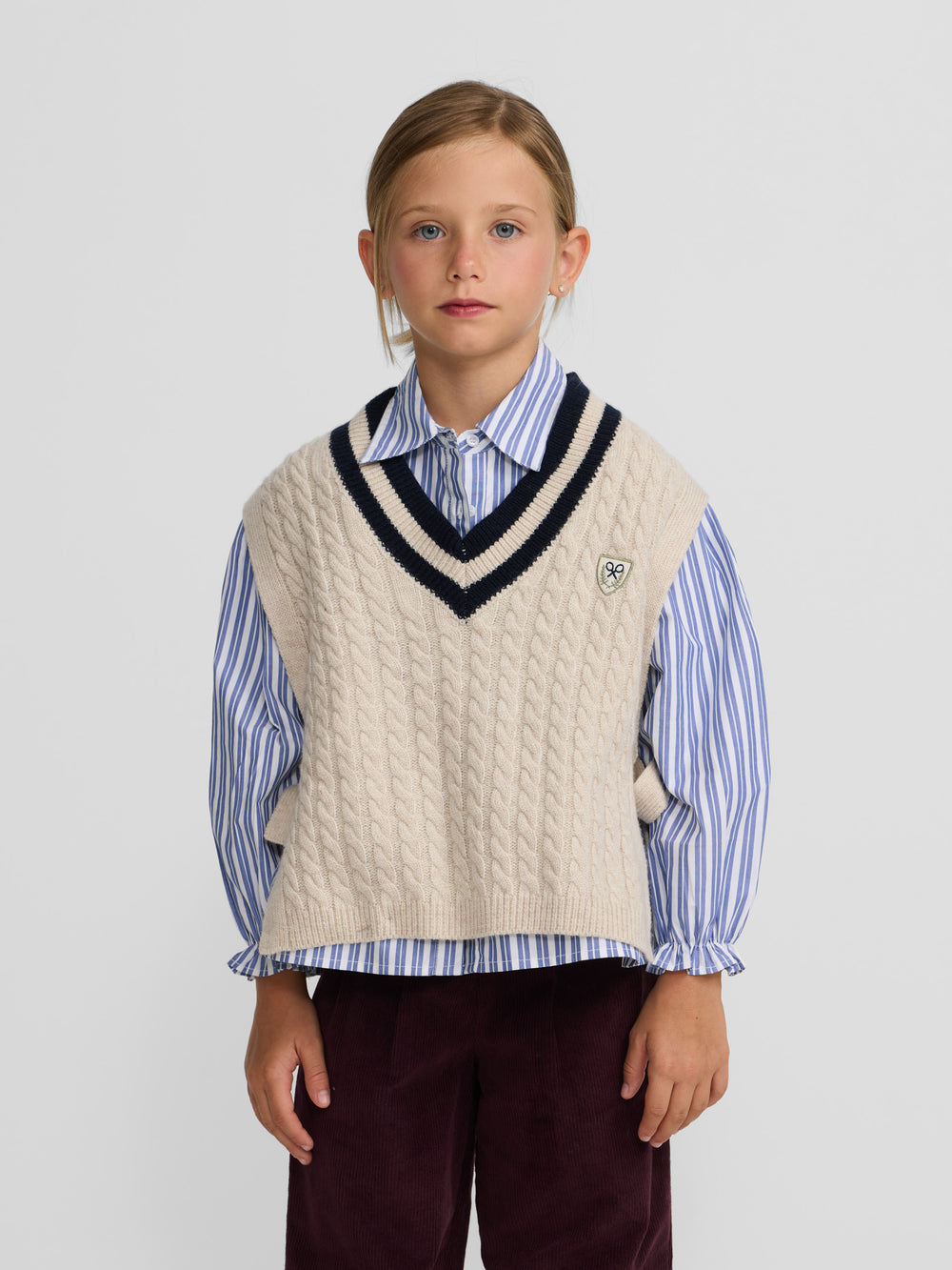 Chaleco girl punto college crudo