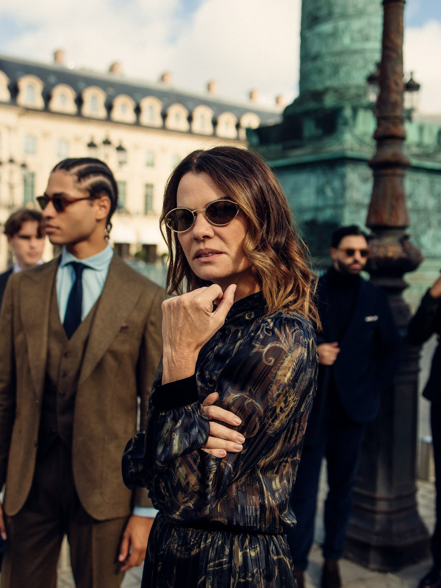 MOXSILBON unique gold sunglasses