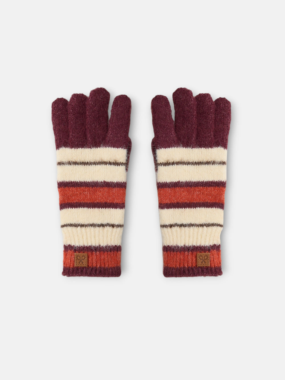 gants en laine à rayures brunes