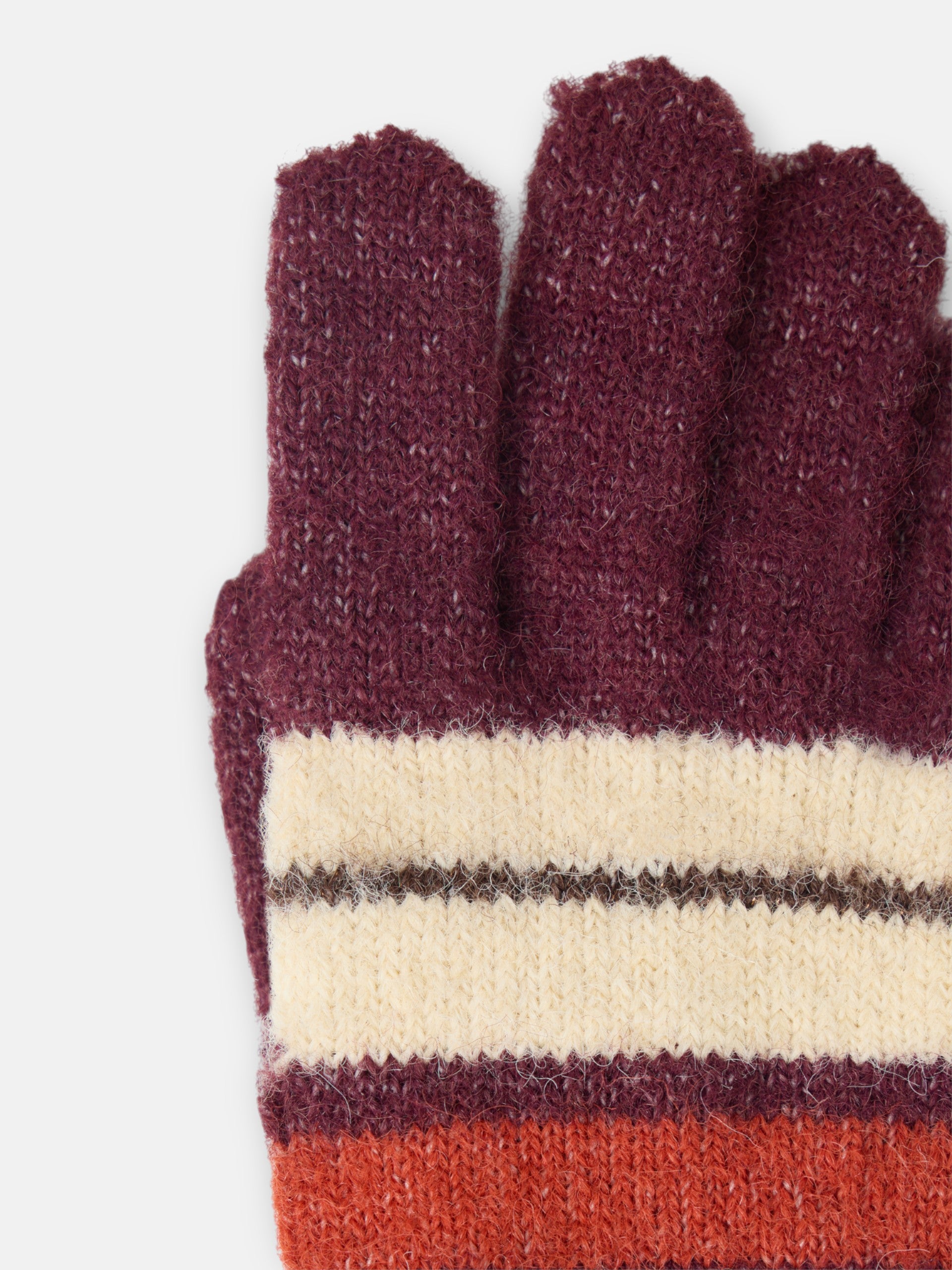 gants en laine à rayures brunes