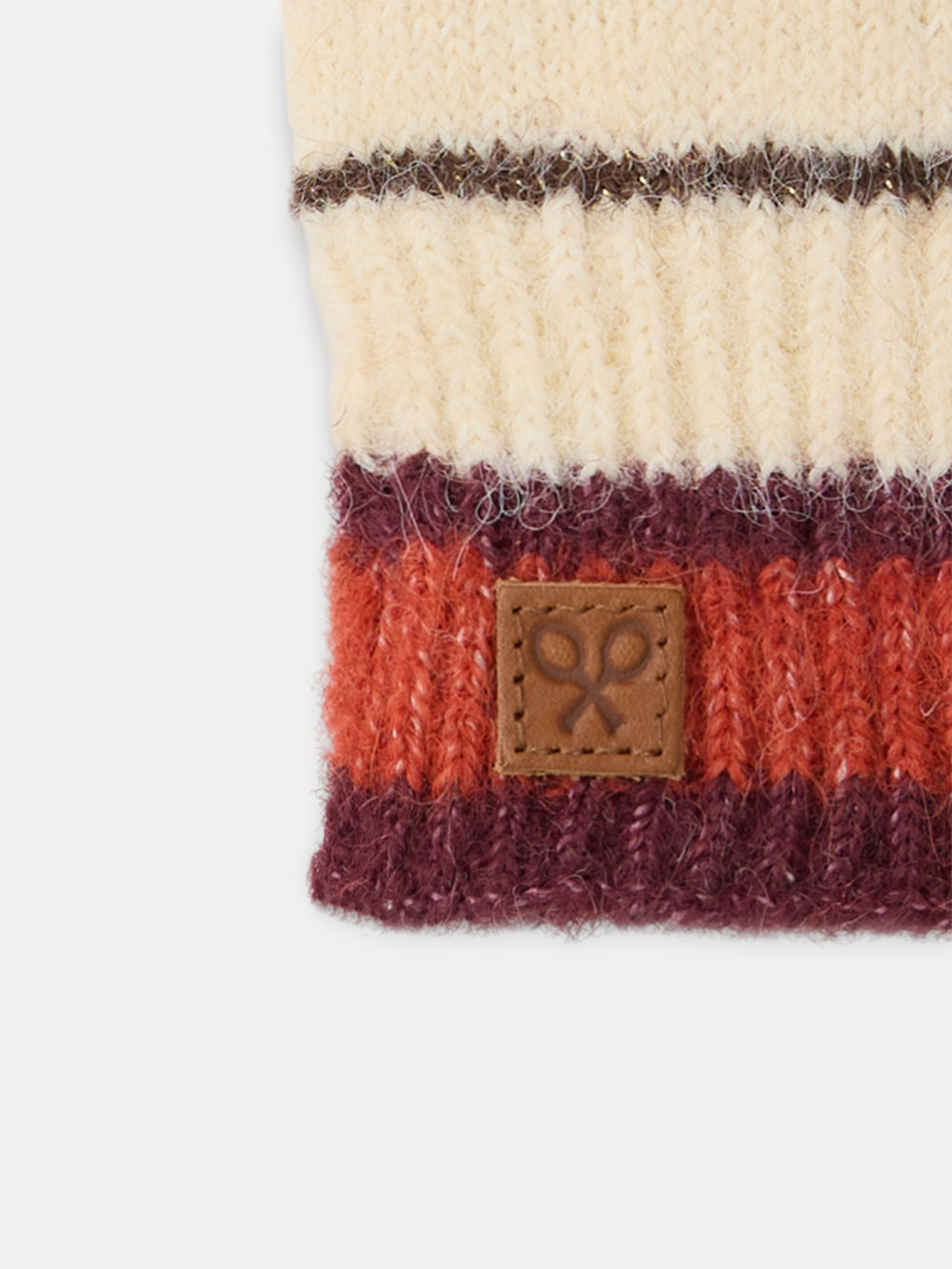 gants en laine à rayures brunes