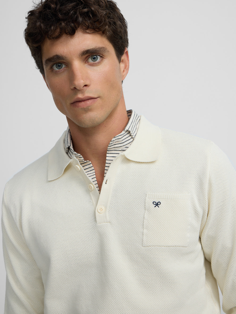 Jersey cuello polo minilogo beige