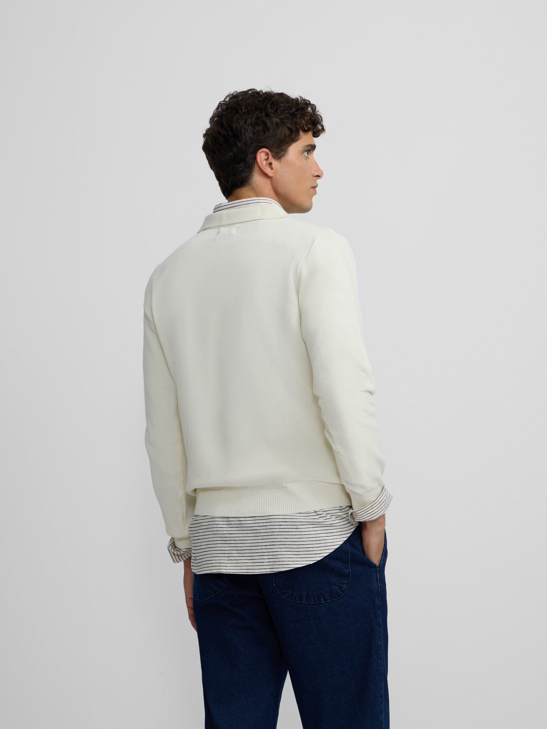 Jersey cuello polo minilogo beige