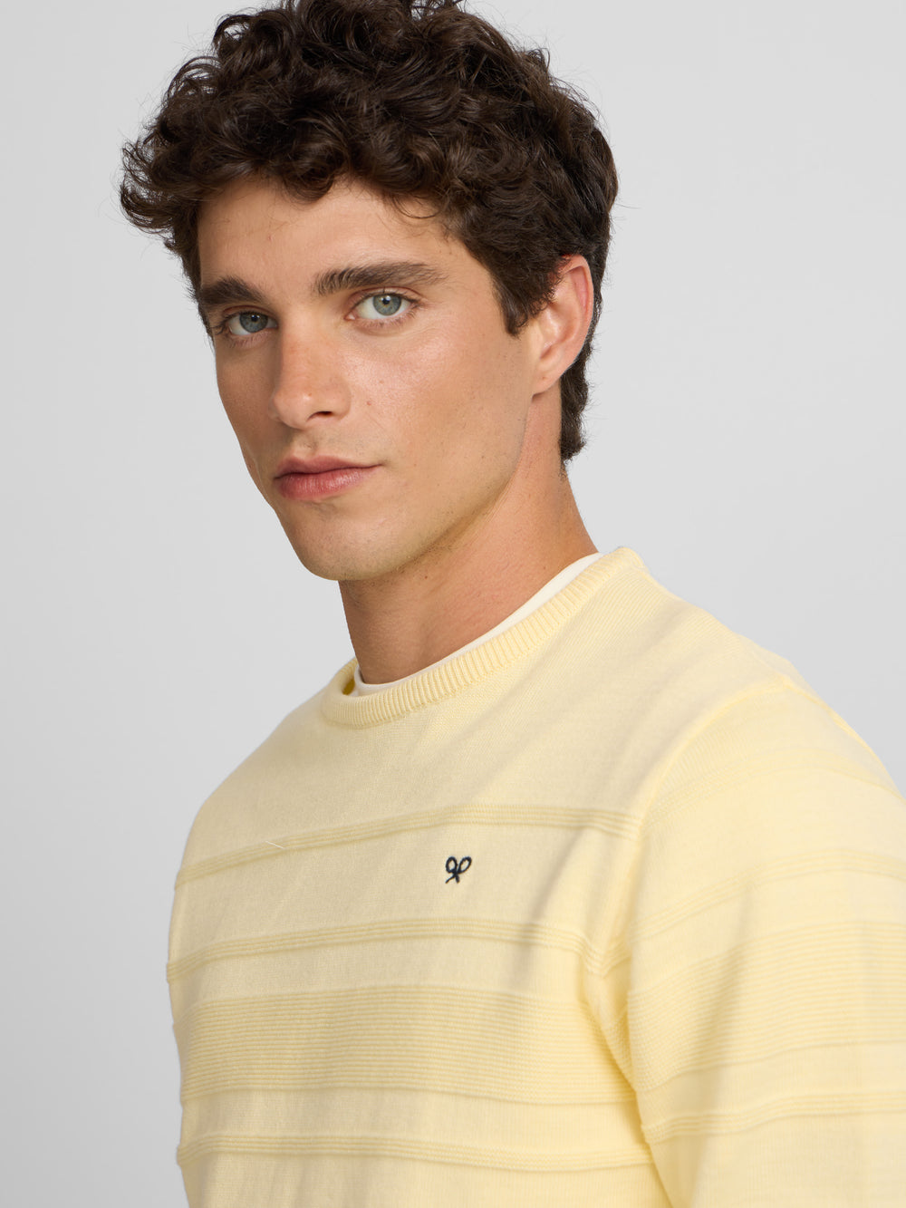 Yellow mini logo braided sweater