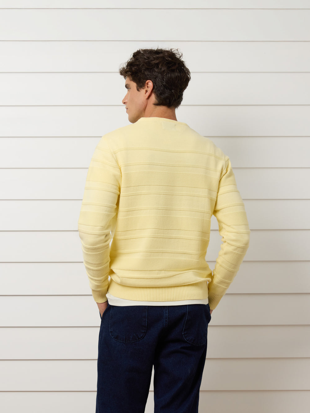 Yellow mini logo braided sweater