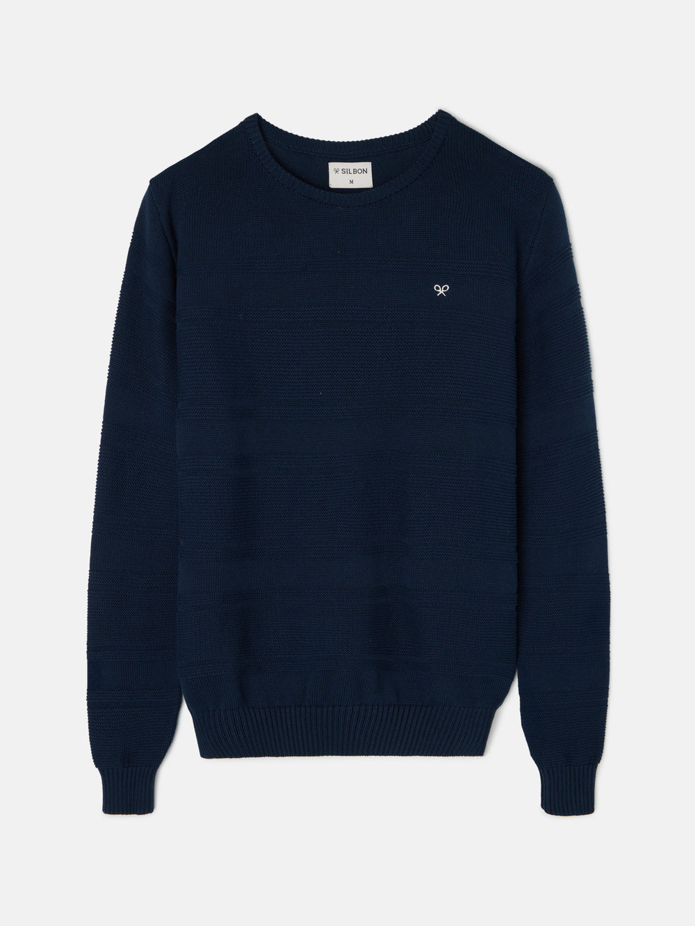 Navy blue mini logo braided sweater