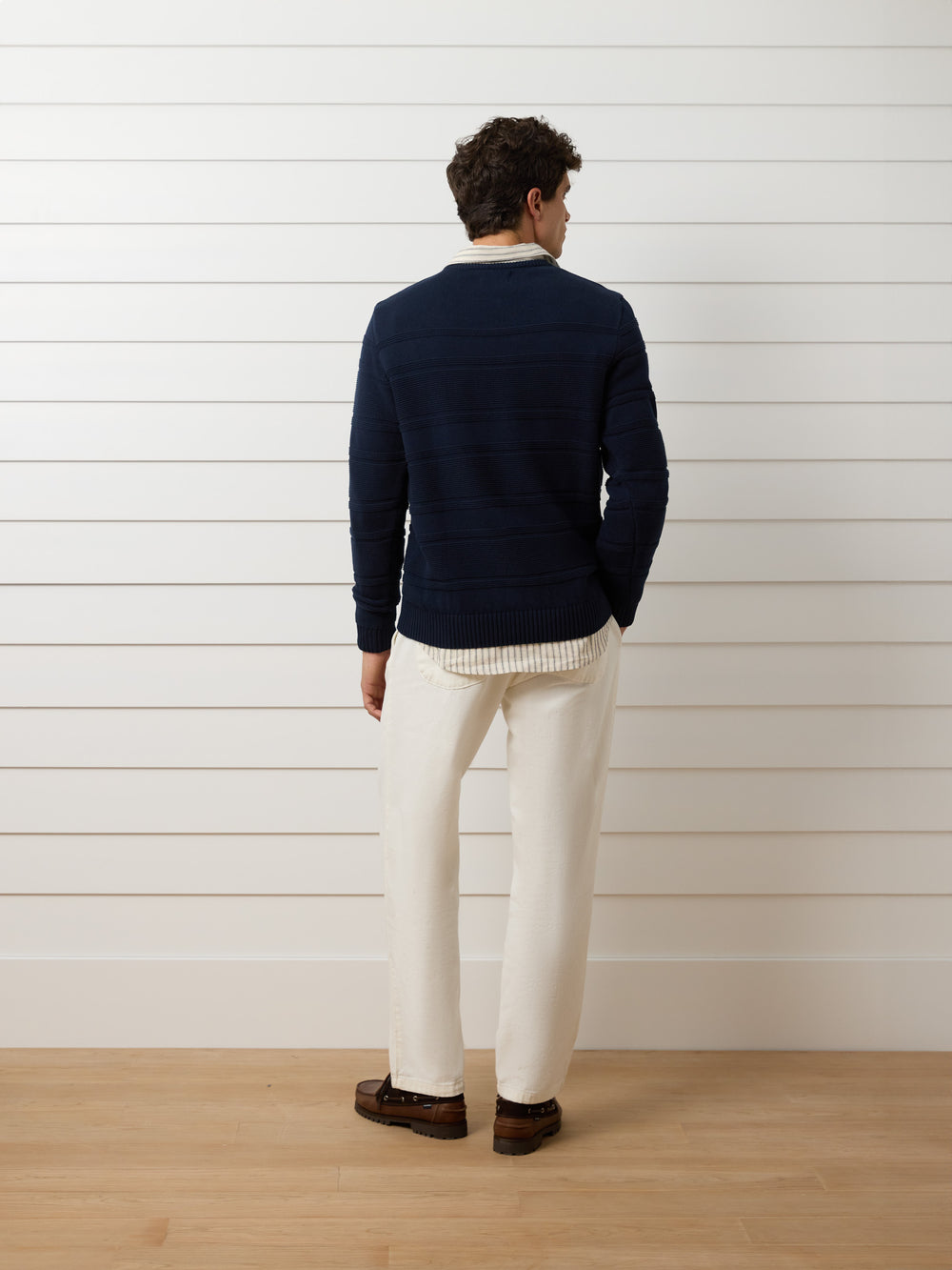 Navy blue mini logo braided sweater