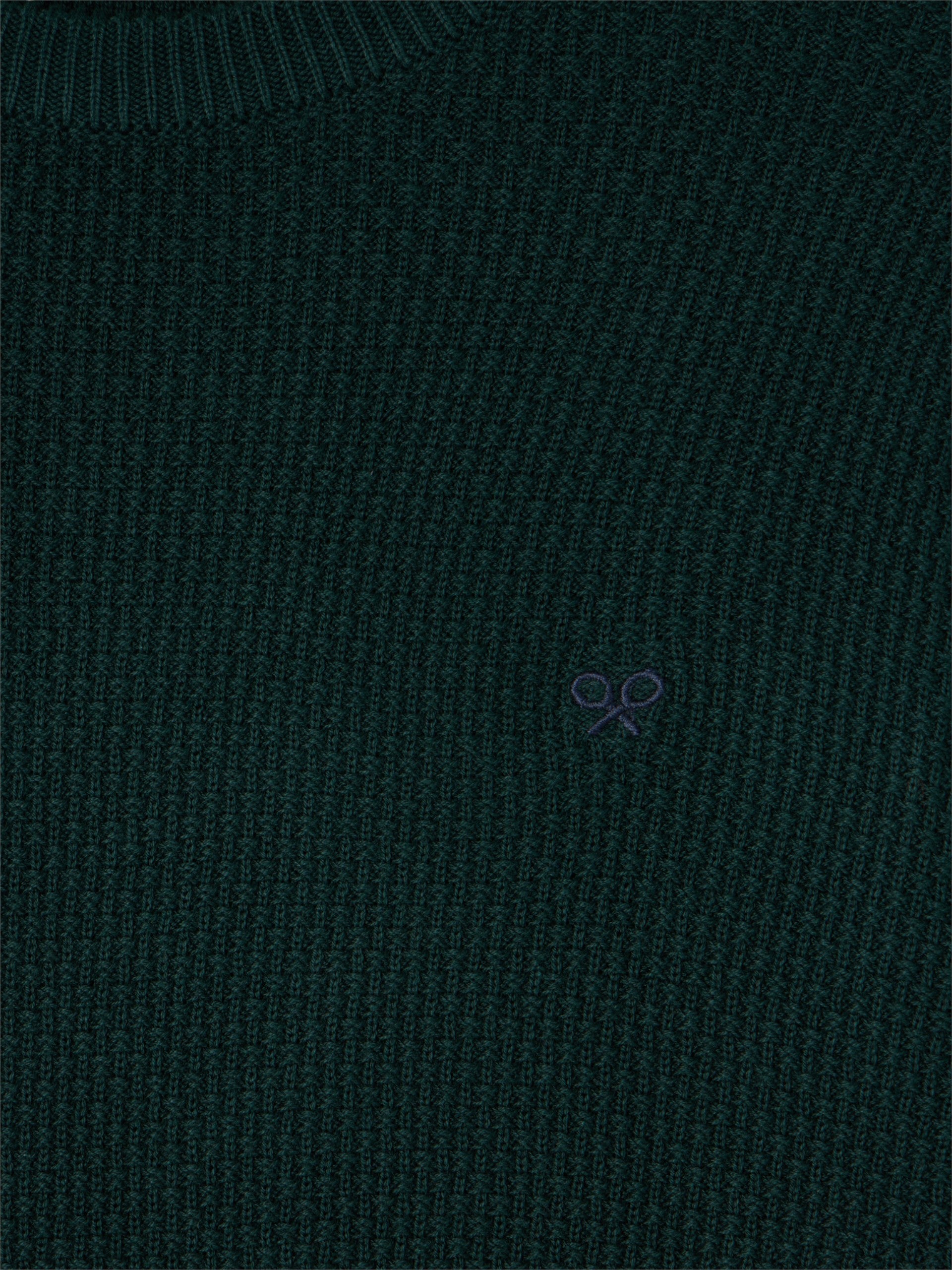 dark green textured round neck sweater