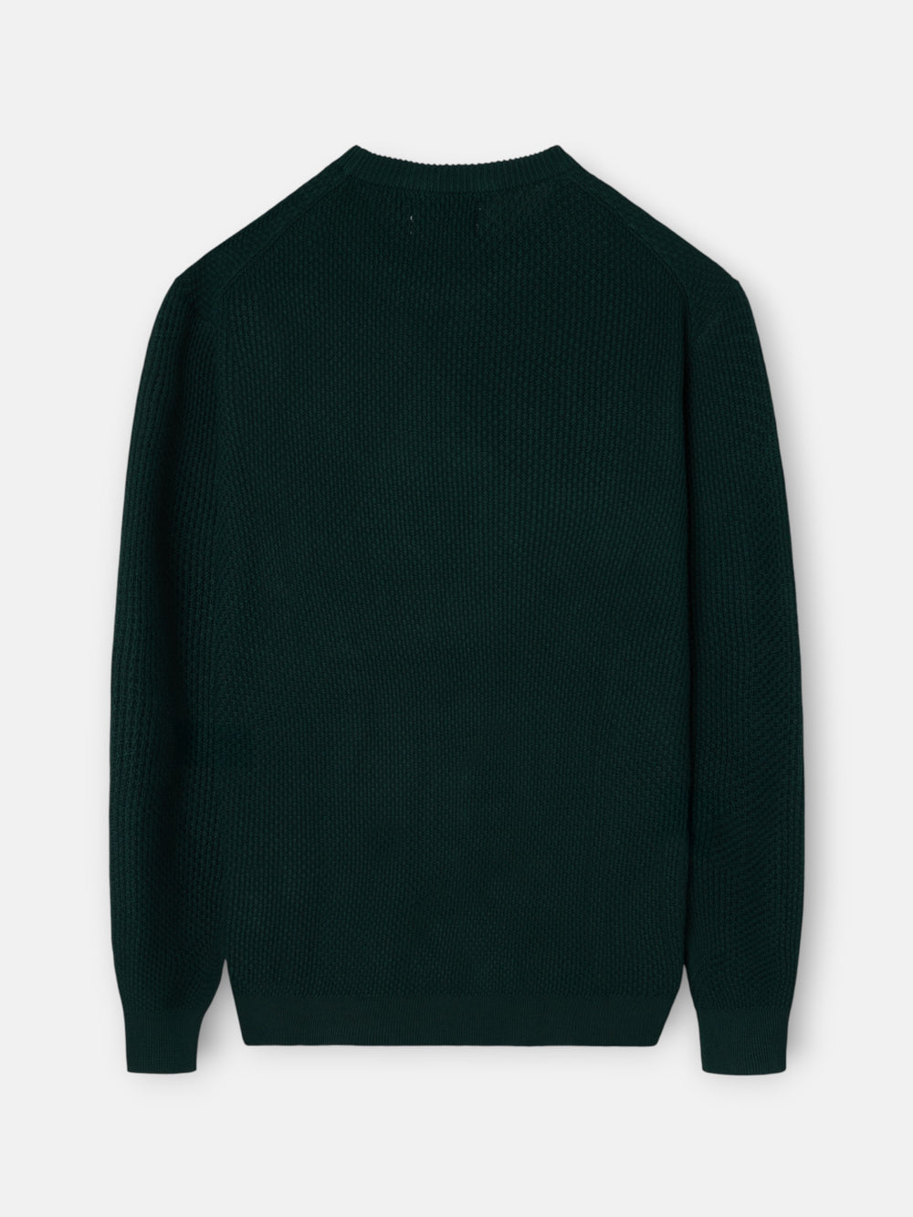 dark green textured round neck sweater