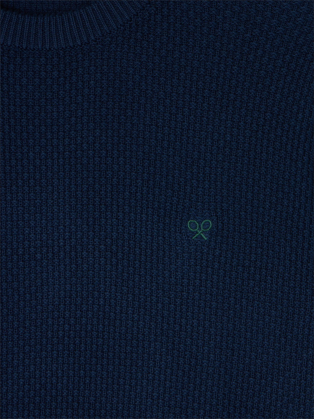 navy blue structured round neck sweater