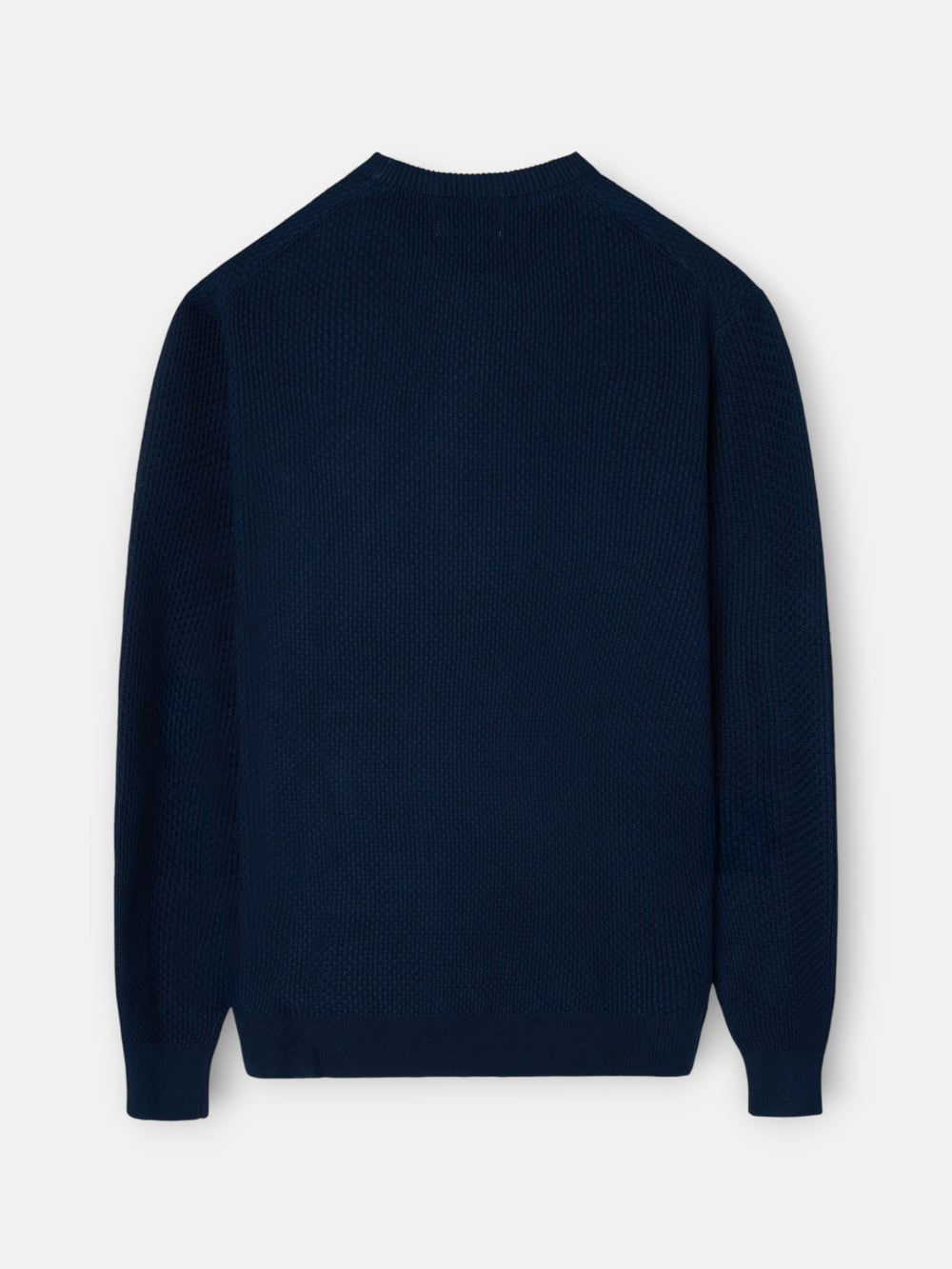 navy blue structured round neck sweater