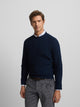 navy blue structured round neck sweater