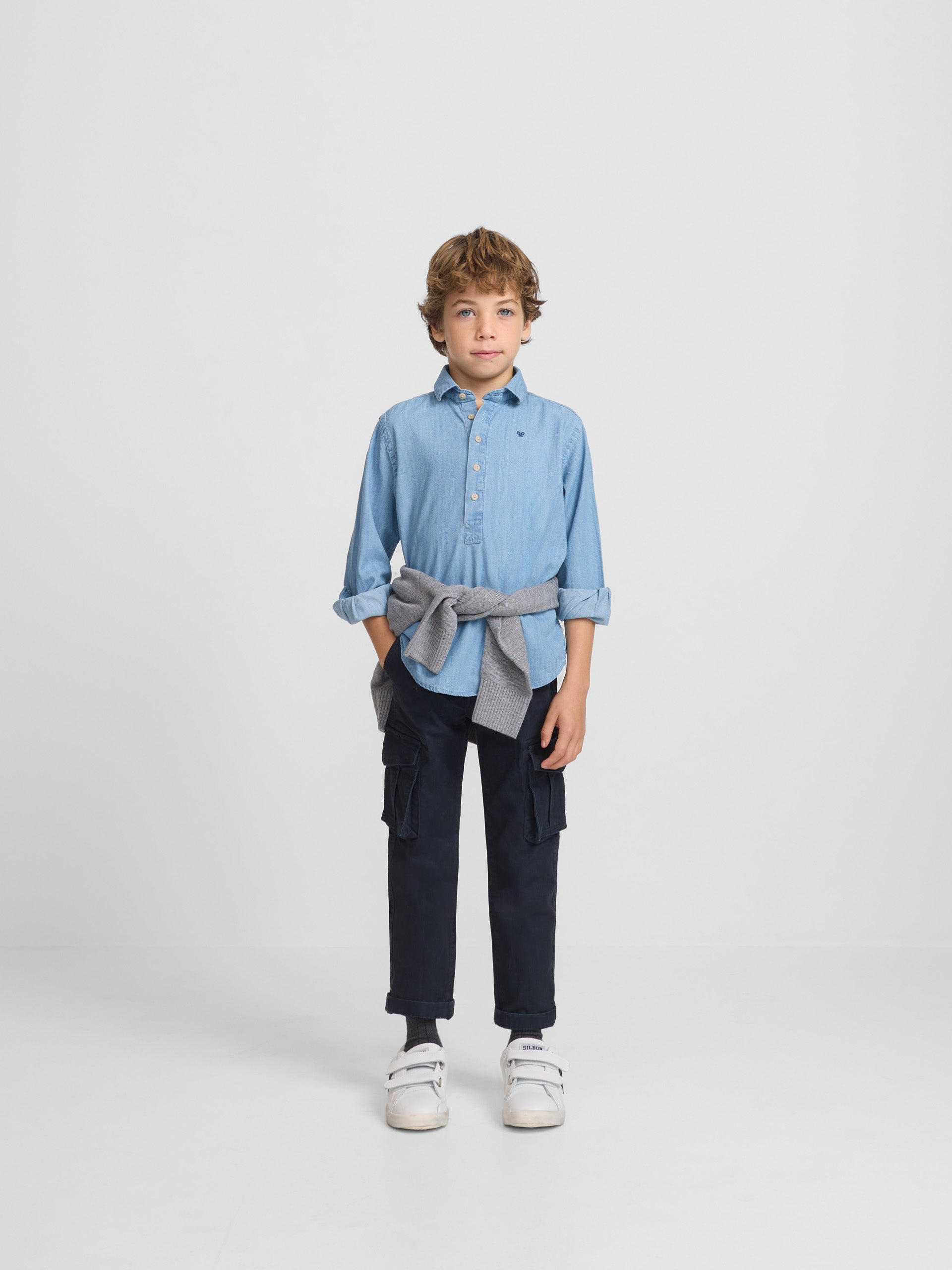 Polera sport kids denim azul claro