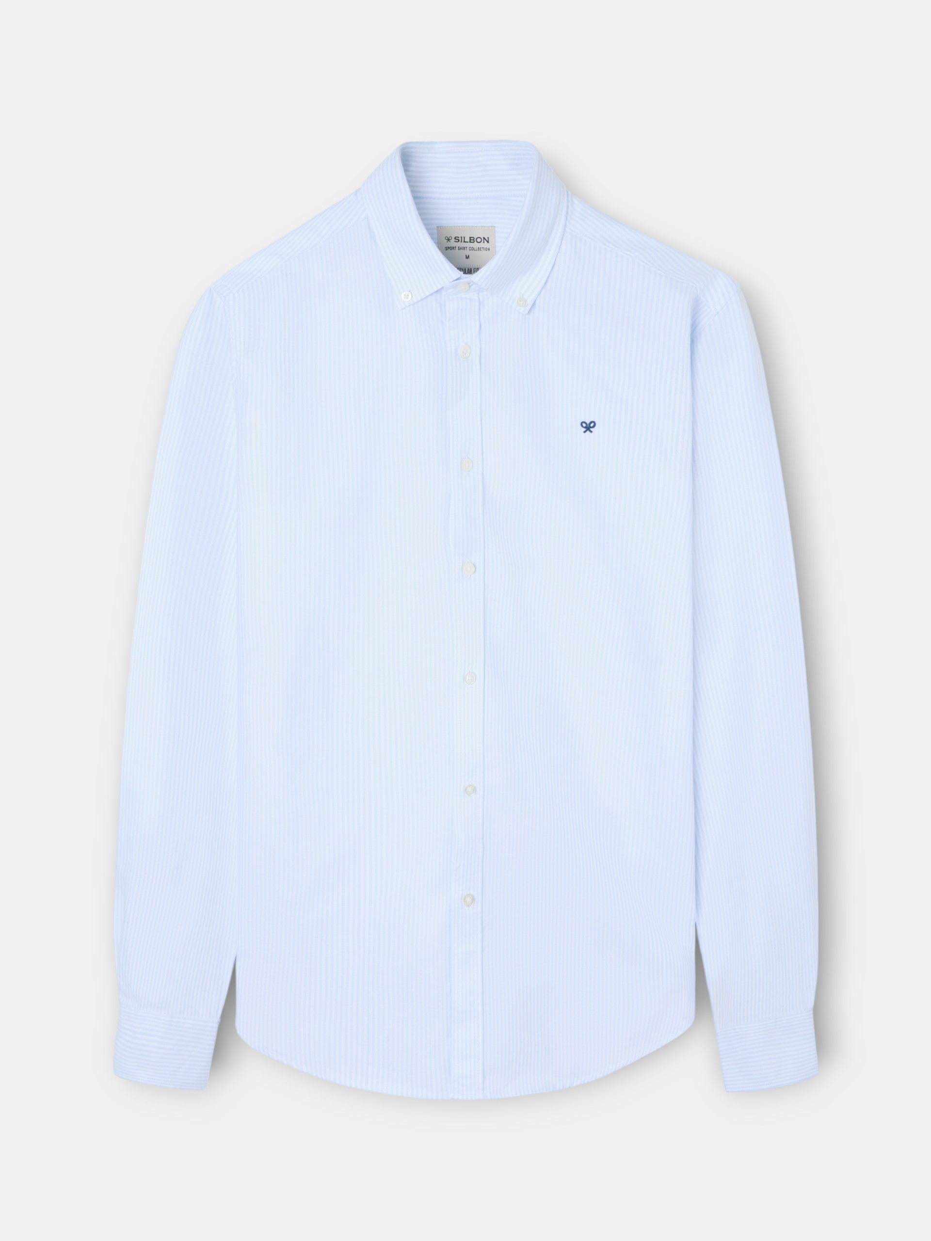 Camisa sport oxford regular fit riscas azul-claro