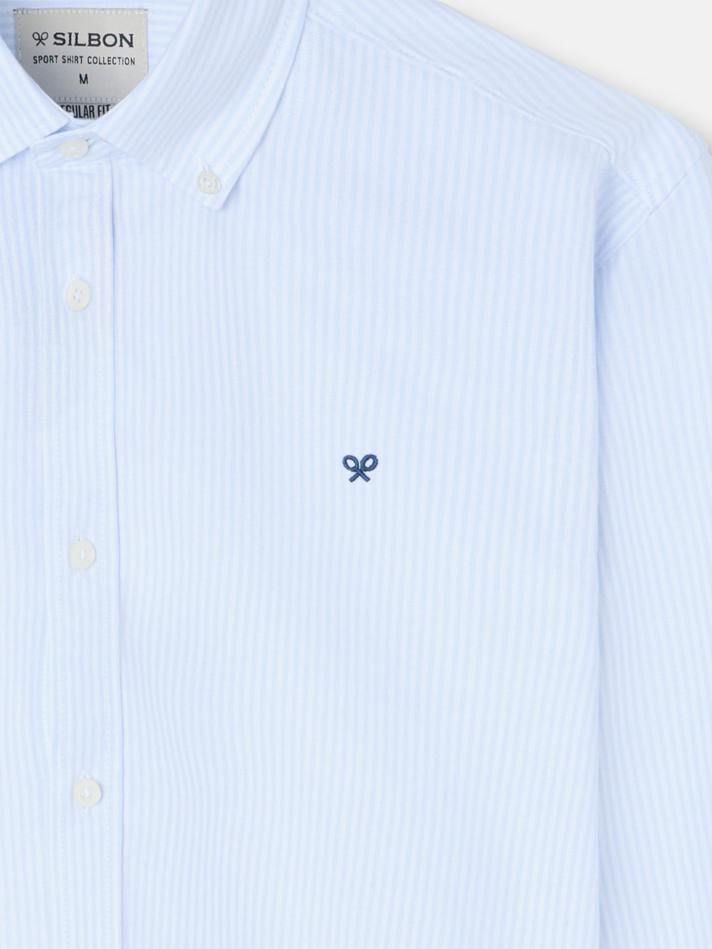 Regular fit oxford sport shirt with light blue stripes