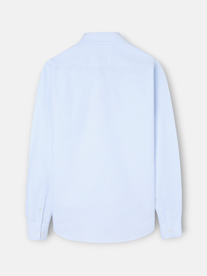 Camisa sport oxford regular fit riscas azul claro