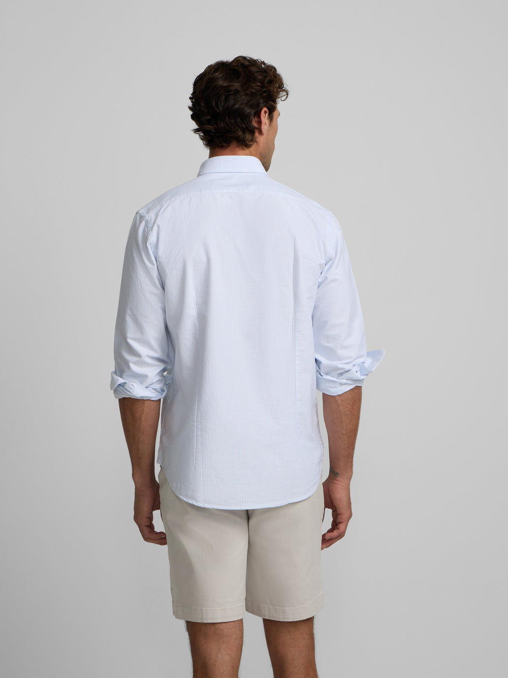 Camisa sport oxford regular fit rayas celeste