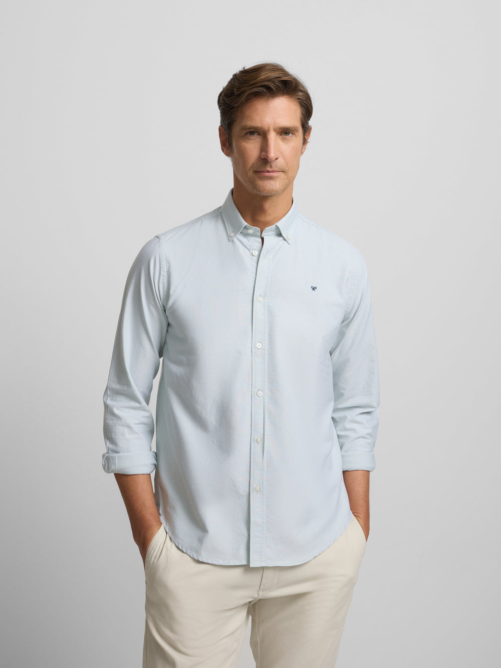 Regular fit green racquet oxford sport shirt