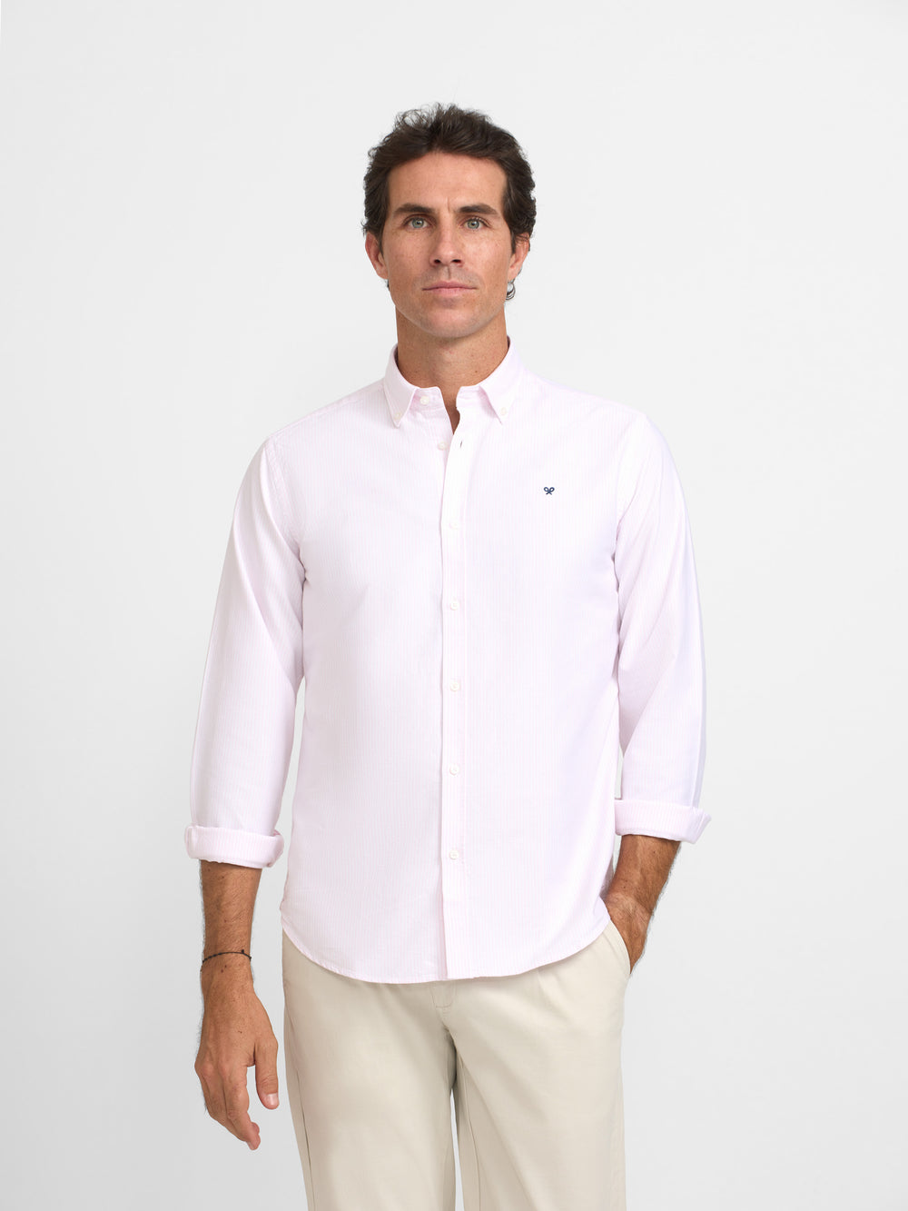 Pink striped racket oxford sport shirt