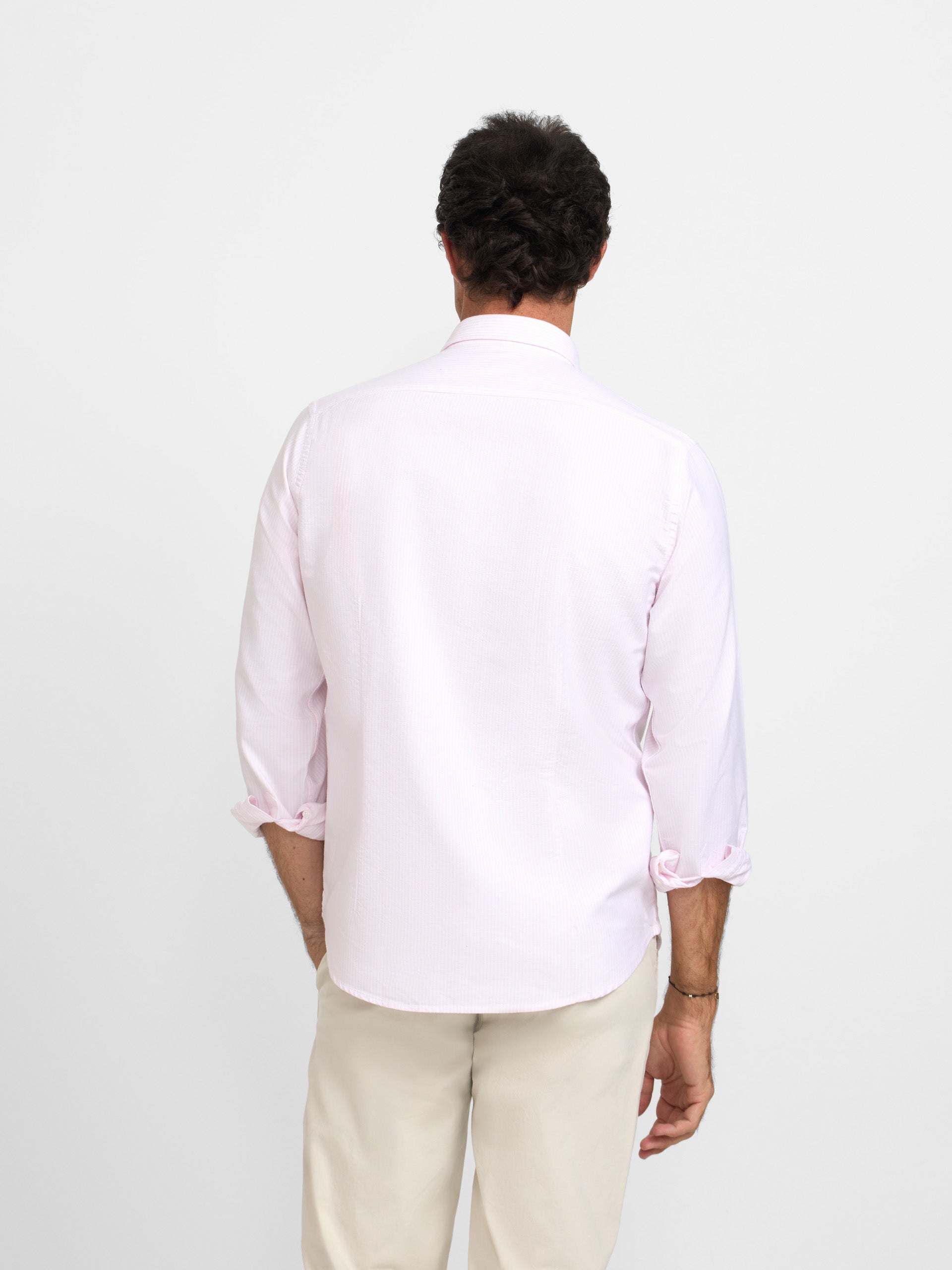 Chemise de sport Oxford à rayures roses