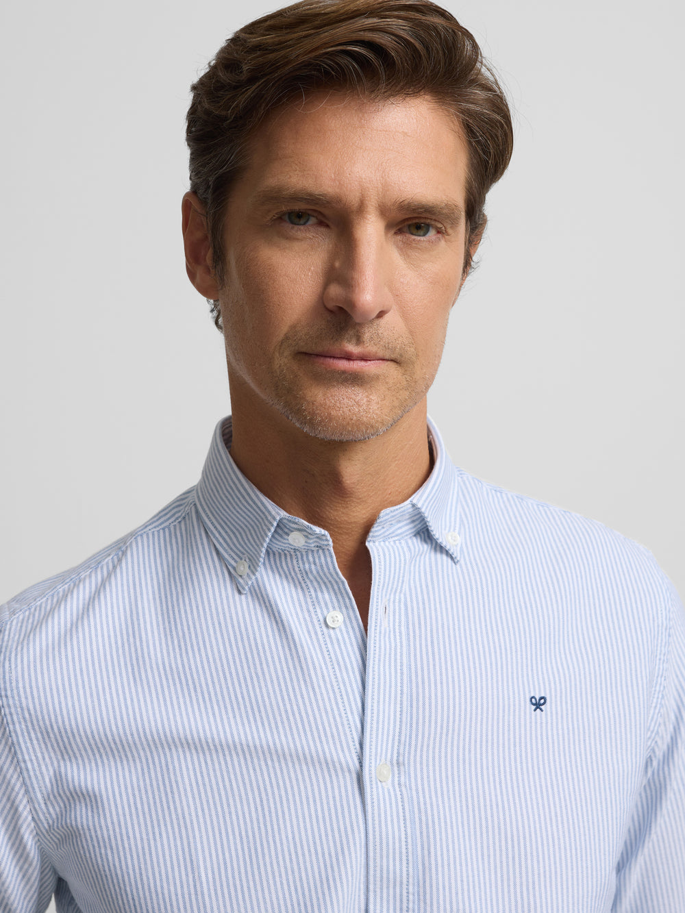 Chemise de sport Oxford à rayures bleu moyen