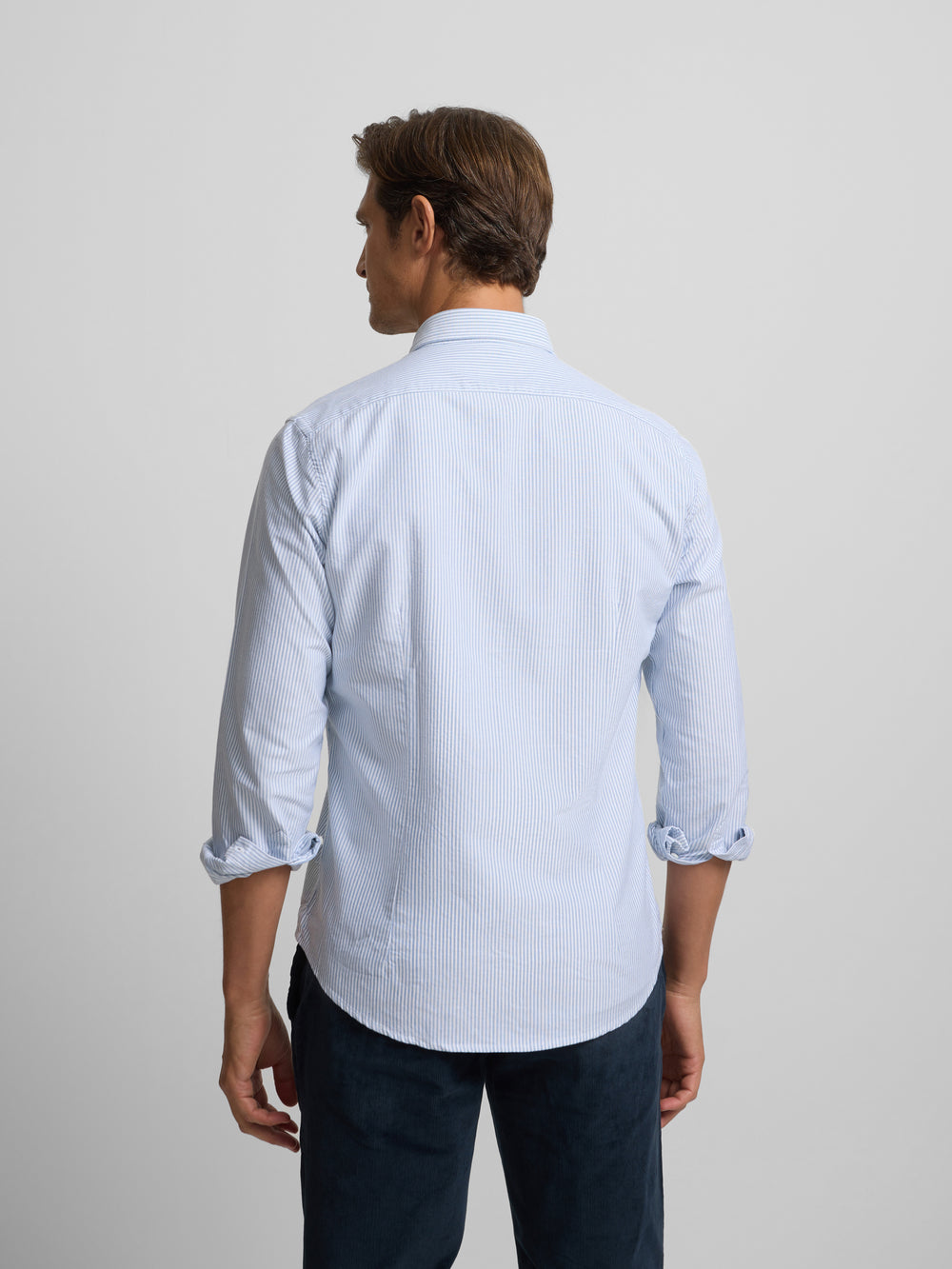 Chemise de sport Oxford à rayures bleu moyen