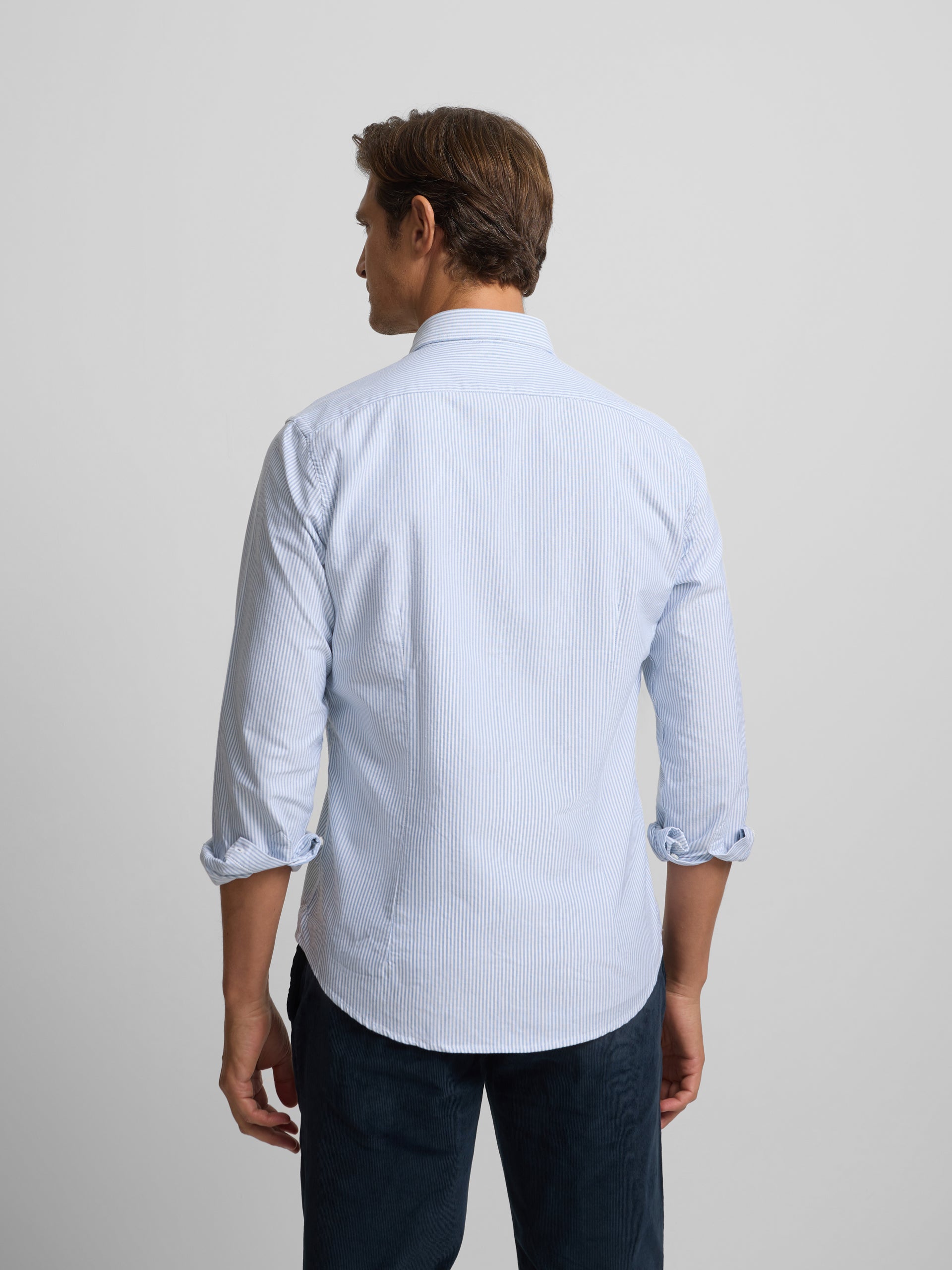 Chemise de sport Oxford à rayures bleu moyen