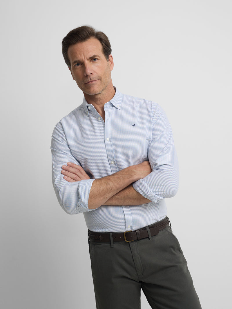 Sport Oxford shirt with medium blue striped rackets