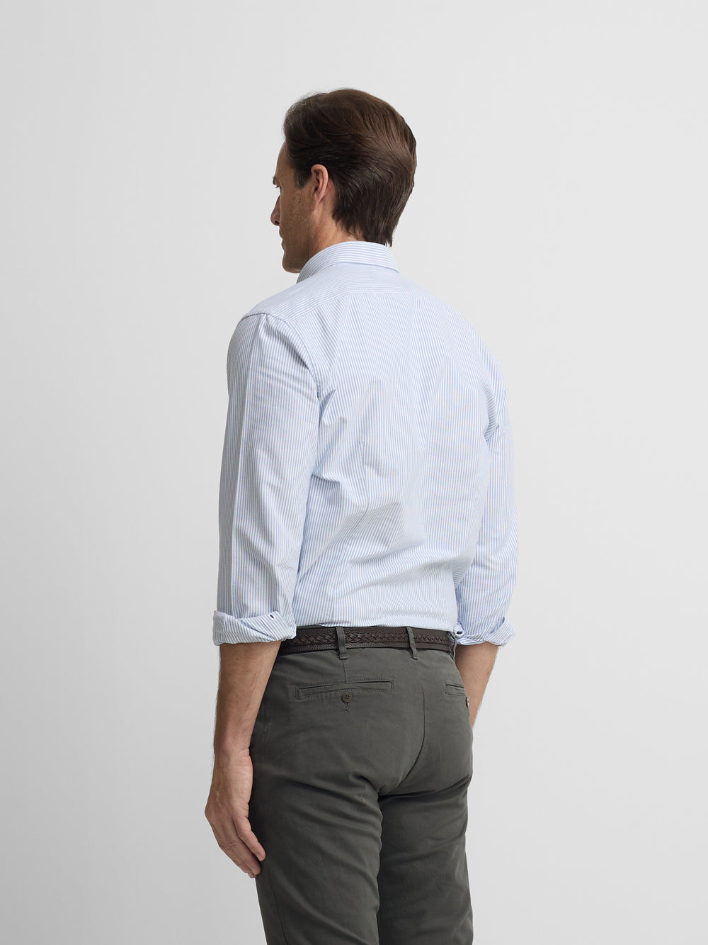 Camisa sport oxford raquetas rayas azul medio