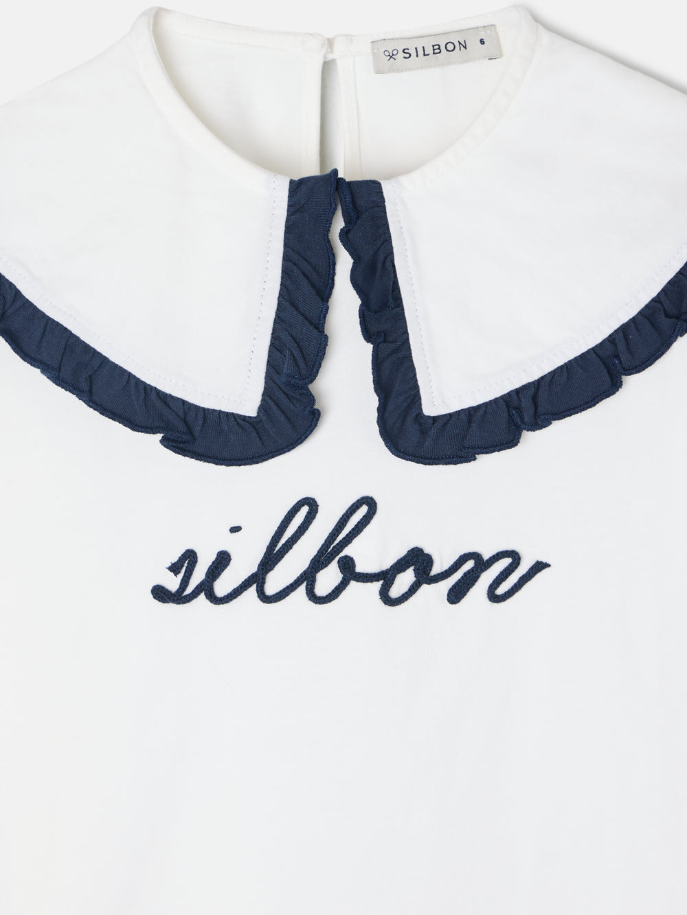 Camisola de menina de manga comprida com gola bobo em cru