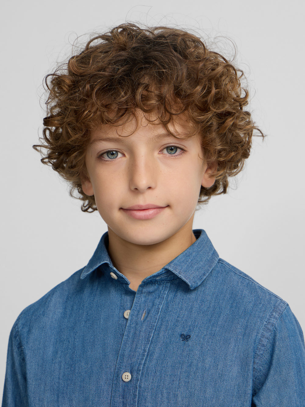 Camisa sport kids clasica denim azul claro
