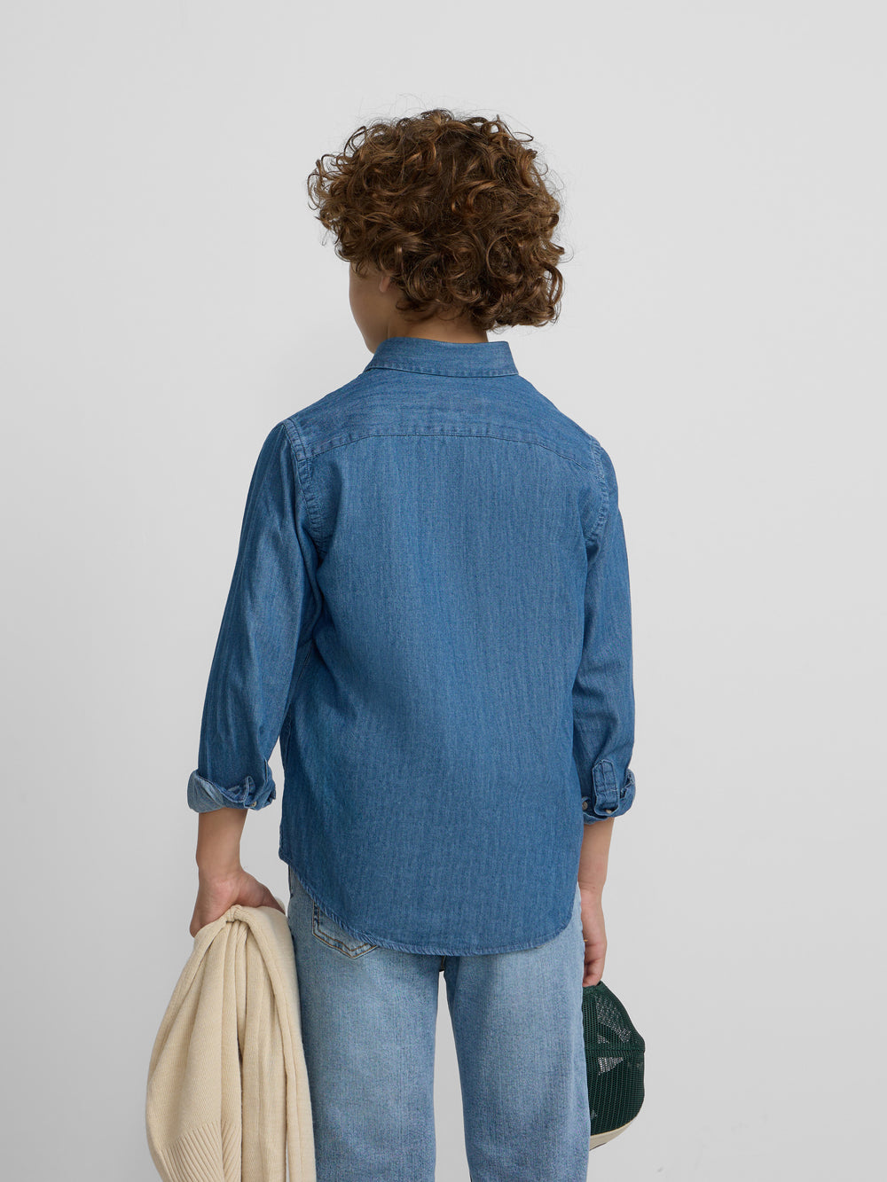 Camisa sport kids clasica denim azul claro