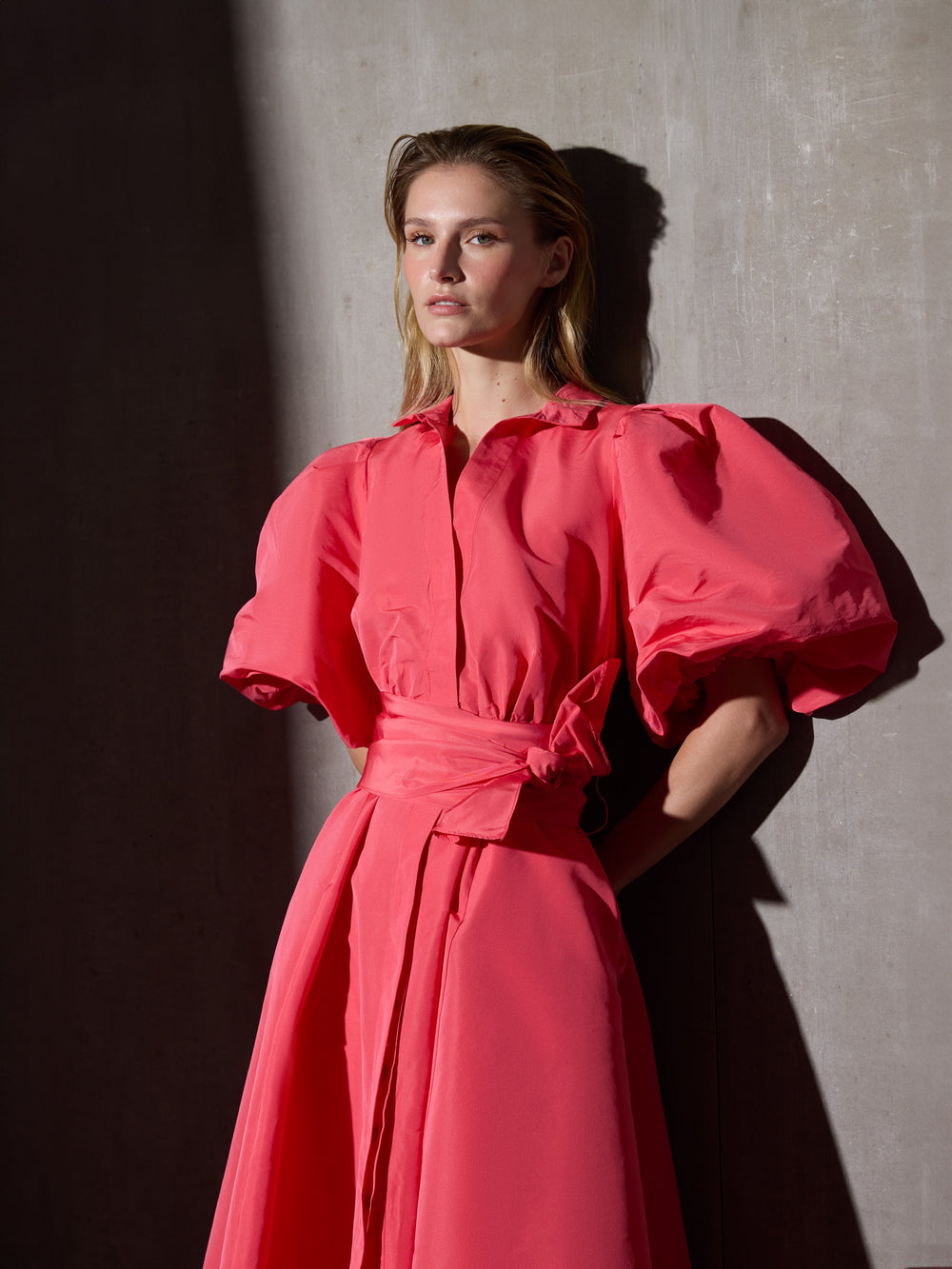 Vestido CaprileXSilbon camisero tafeta rojo